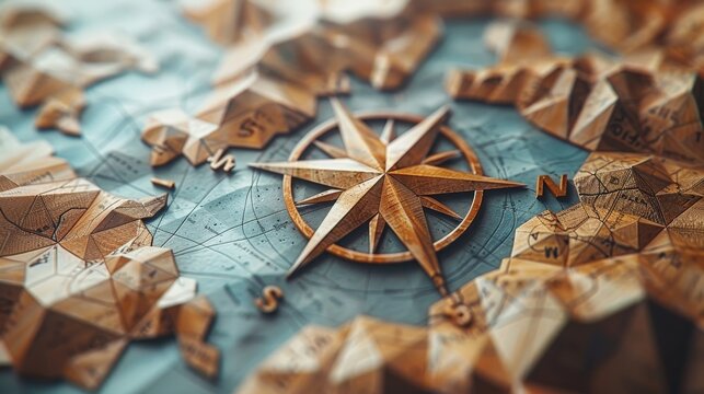 A low-poly design of an abstract compass