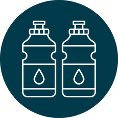 Water Bottle Vector Line Circle Icon