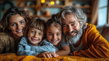 Fototapeta premium Cheerful multi-generation family having fun while spending time together.