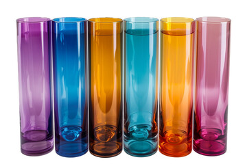 a collage of empty close mockup tubes of different colors overlapping each other, isolated on transparent background, png file