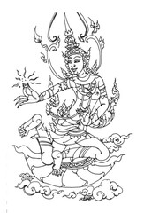 angel dancing pen drawing for card decoration illustration