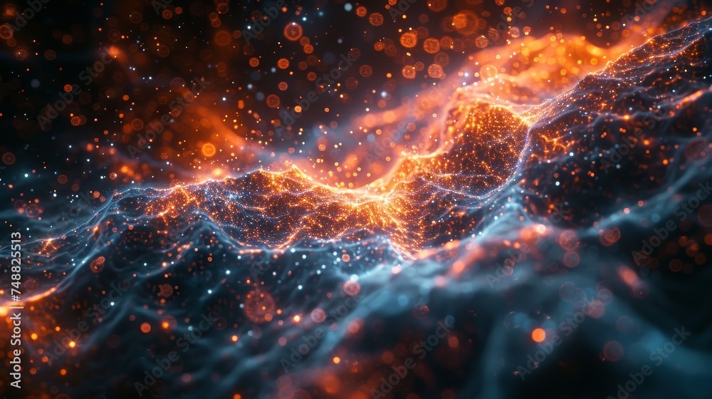 Fototapete Big data technology and data science. Analyzing, analyzing, and visualizing complex data sets on a virtual screen. Artificial intelligence, neural networks, machine learning, and analytics.