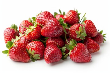 Strawberries are red and delicious and are isolated on a white background