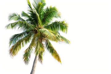 A white background shows coconut palm trees