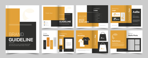 Brand Manual Layout with Yellow Accents, Brand Guidelines, Brand Identity, Brand Manual, Guide Book, Logo Guide Book
