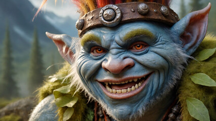 Portrait of a kind and smiling troll - obrazy, fototapety, plakaty