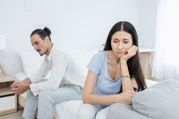Conflict in married life. family problems Wife is dissatisfied with her husband. frustrated woman...