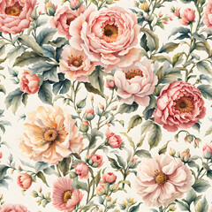 floral-watercolor-wallpaper-featuring-an-assemblage-of-vintage-victorian-blooms-minimalist-in-style