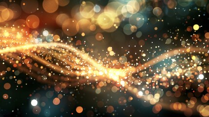 Fototapeta premium a dazzling sparkles lights wave at a black background 