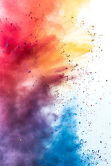 Colorful background of pastel powder explosion rainbow color dust splash on white background,...