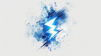 Electric blue splash and lightning bolt graphic - Dynamic graphic with an electric blue splash and contrasting lightning bolt, representing energy and power