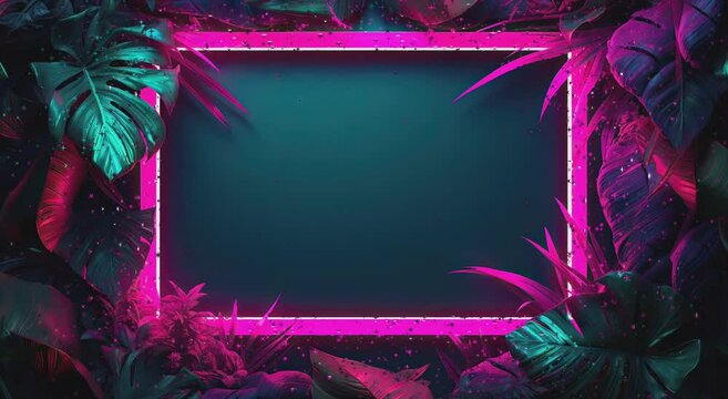 A neon green frame with a black background