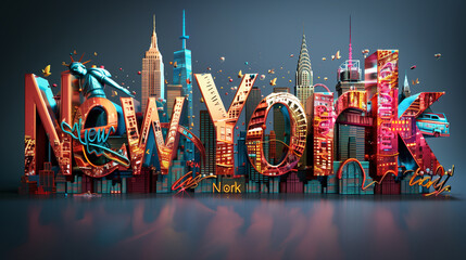 3d graffiti of New York - obrazy, fototapety, plakaty