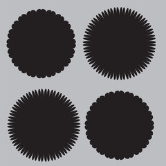 Fototapeta premium Collection of Scallop black silhouette frame. Sale tags. Discount badge and labels, starburst price stickers. Vector illustration se