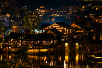 Fototapeta na wymiar night view of the village of guizhou, china