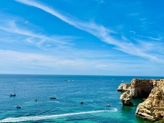 Beautiful view of Benagil Cave in Carvoeiro Algarve Portugal