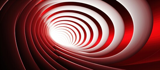 Red spiral tunnel, hypnosis, isolated on white background.