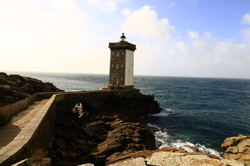 The lighthouse of Kermorvan is located northwest of the port of Conquet, in Finist&egrave;re ,Brittany.