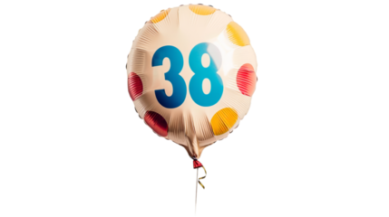 Birthday balloon with the number 38. Image without background png