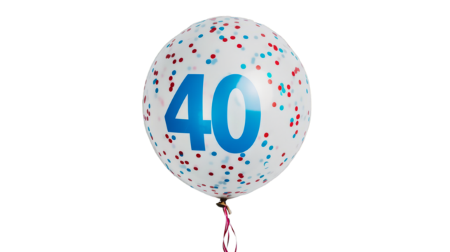 Birthday balloon with the number 40. 40th anniversary. Image without background png images - Powered by Adobe
