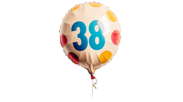 Birthday balloon with the number 38. Image without background png