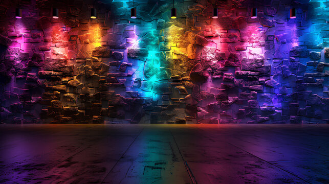 Glowing abstract backdrop illuminated with multi-colored lighting © mizan