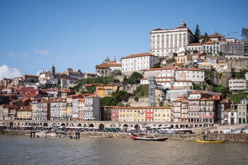 Naklejka na ściany i meble Porto, Portugal old town skyline from across the Douro River.