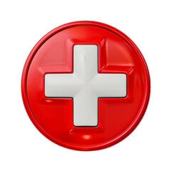 Obraz premium Red Medical Assistance Button With White Cross Emblem