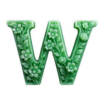 Green jade lette WWr, PNG file. Generative AI