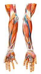 Obraz na płótnie Canvas Detailed Anatomical Illustration of Human Forearm and Hand Musculature