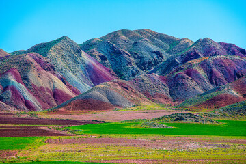 Colorful Strata of Rainbow Mountains in Northwest Iran