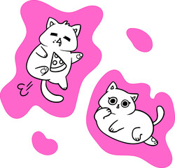 sleepy cute cat doodle illustration