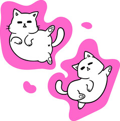 Printsleepy cute cat doodle illustration