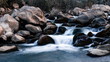 Water flowing over rocks