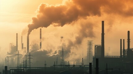 Chemical industry landscape. Background smoke