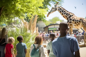 Rolgordijnen Sunny Day at the Zoo: Toddler's Excitement at Viewing Exotic Animals © Austin