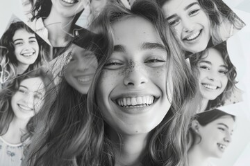 Fototapeta premium A dynamic collage image capturing the essence of youth at college, depicted through a blend of graphics and imagery.