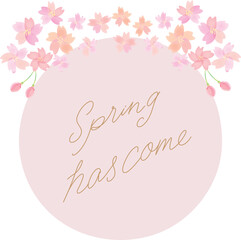 桜のフレームイラスト丸型 メッセージ入り　くすみカラー