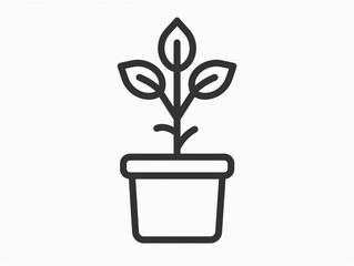 Outline icon of plant in the planterbox. Black line and in minimal style. 
