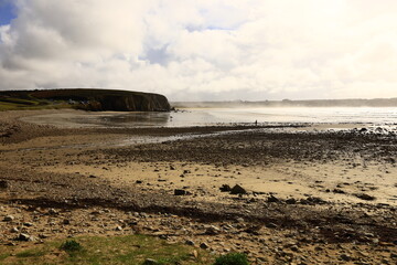View on the Kersiguenou beach located on the peninsula of Crozon , Brittany