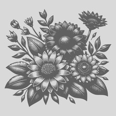 Flowers Vintage Drawing Style