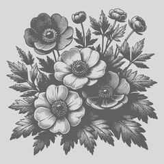 Flowers Vintage Drawing Style