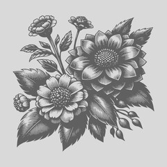 Flowers Vintage Drawing Style