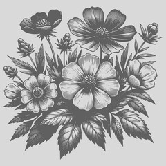 Flowers Vintage Drawing Style