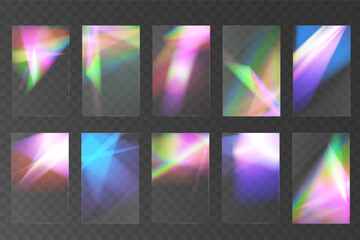 Crystal set light glasses rainbow reflection effect.Template optical,lights,glare.
