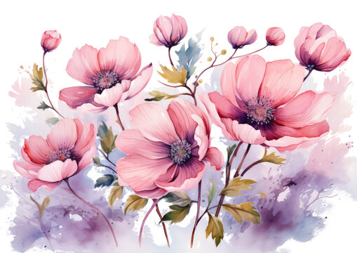 watercolor painting of some flowers