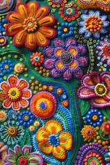  the vibrancy of Mexican Huichol patterns in this colorful design