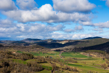 Paysage depuis le donjon de Forteresse de de Polignac, près du Puy-en-Velay, en Auvergne
