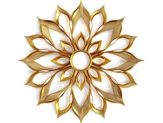 Traditional Arabic art gold color, flower art isolated on white background