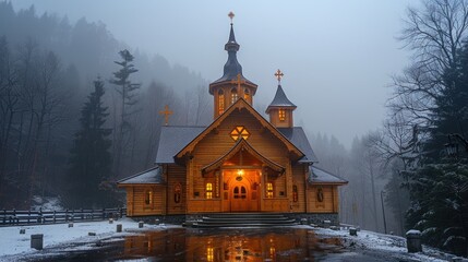 Gothic wooden church of St. Elizabeth from Zabrez located in the open air museum representing village of Orava region.